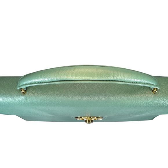 Chanel Seafoam Caviar Kelly Bag CC Briefcase Green Classic Flap Tote Vintage 24K - Picture 15 of 16
